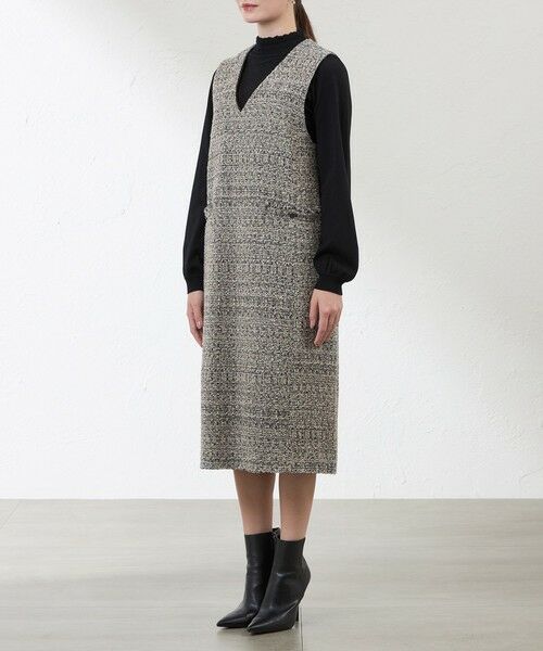 AMACA / アマカ ロング・マキシ丈ワンピース | 【Anniversary　Piece】【尾州素材】ツイードジャンパードレス | 詳細4