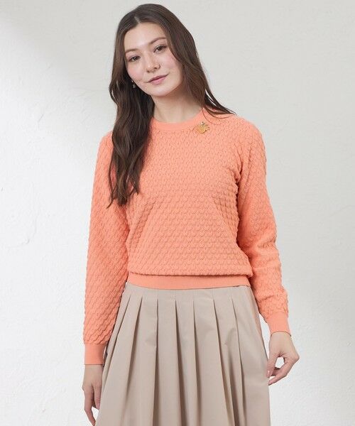 AMACA / アマカ ニット・セーター | バルキーストレッチ編み柄ニット（オレンジ1）