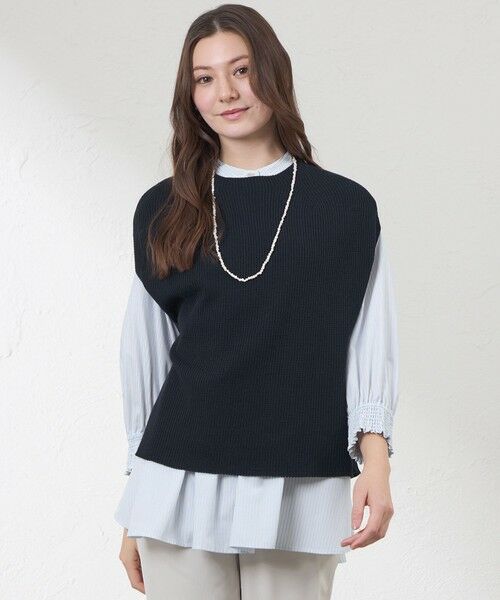 AMACA / アマカ ニット・セーター | カノコ柄ニットベスト（ネイビー3）