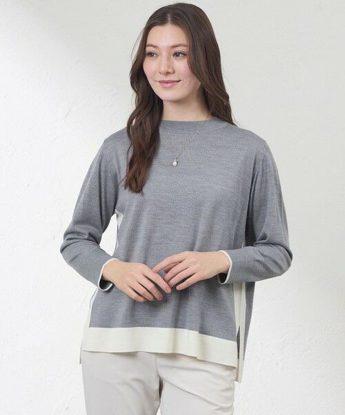 AMACA / アマカ ニット・セーター | カラーブロッキングニット（グレー3）