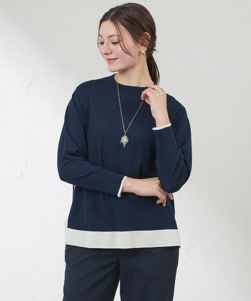 AMACA / アマカ ニット・セーター | カラーブロッキングニット（ネイビー3）