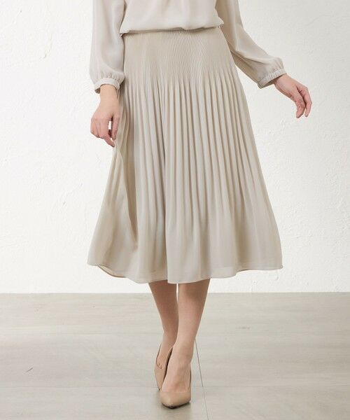 AMACA / アマカ ロング・マキシ丈スカート | カルゼプリーツフレアスカート（ベージュ1）