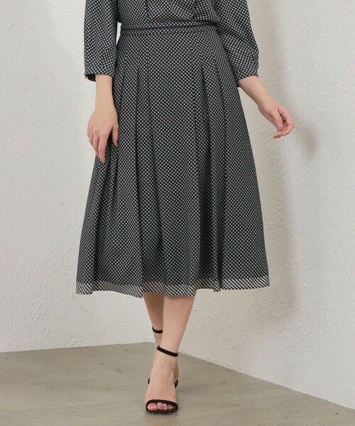 AMACA / アマカ ロング・マキシ丈スカート | 幾何プリントタックスカート（ネイビー3）
