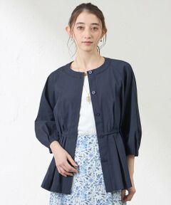 AMACA / アマカ ノーカラージャケット | ナチュラルドライオーガンジー ノーカラー羽織シャツ