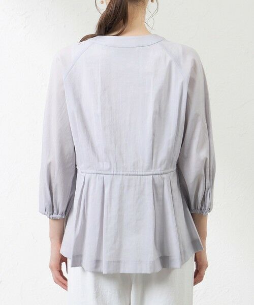 AMACA / アマカ ノーカラージャケット | ナチュラルドライオーガンジー ノーカラー羽織シャツ | 詳細6