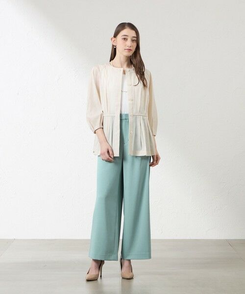 AMACA / アマカ ノーカラージャケット | ナチュラルドライオーガンジー ノーカラー羽織シャツ | 詳細1