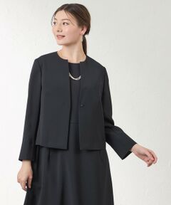 AMACA / アマカ ノーカラージャケット | リネンライク キーネックジャケット