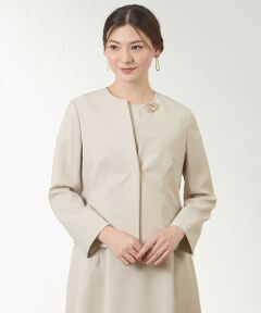 AMACA / アマカ ノーカラージャケット | リネンライク キーネックジャケット