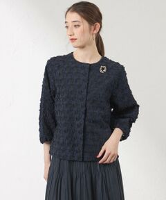 AMACA / アマカ ノーカラージャケット | ジオメトリックジャカード ジャケット