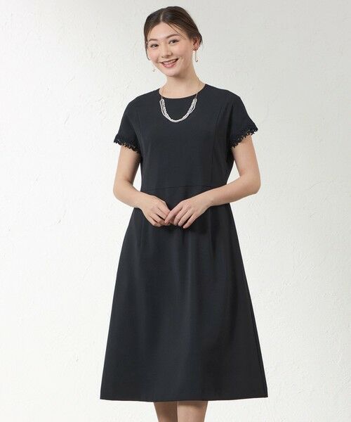 AMACA / アマカ ロング・マキシ丈ワンピース | リネンライク フィットアンドフレアワンピース（ネイビー3）