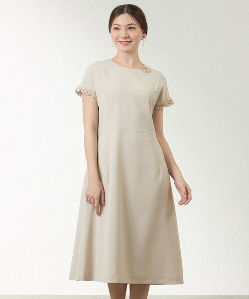 AMACA / アマカ ロング・マキシ丈ワンピース | リネンライク フィットアンドフレアワンピース（ベージュ1）