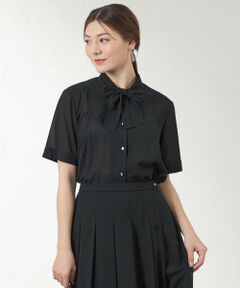 AMACA / アマカ シャツ・ブラウス | 【接触冷感･防シワ】シアーボイル ボウタイブラウス