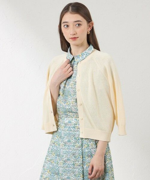 AMACA / アマカ ニット・セーター | ペーパーニット クルーネックカーディガン（ベージュ1）