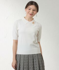 AMACA / アマカ ニット・セーター | 【接触冷感･UV対策】ライトレーヨンストレッチ ポロ衿プルオーバー