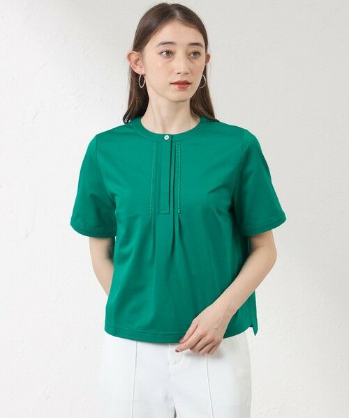 AMACA / アマカ カットソー | 【接触冷感･UV対策】Blousey フロントレース プルオーバー（グリーン1）