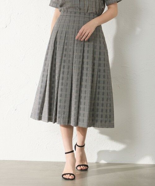 AMACA / アマカ ロング・マキシ丈スカート | シズルチェック フレアスカート（グレー3）
