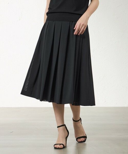 AMACA / アマカ ロング・マキシ丈スカート | 【防シワ】シアーボイル フレアスカート（ネイビー3）