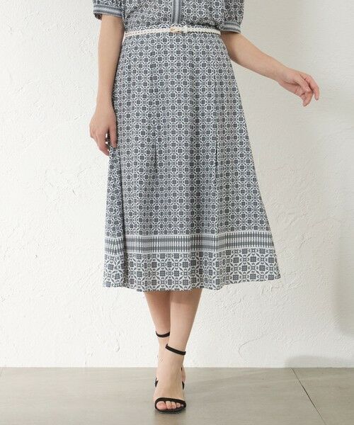 AMACA / アマカ ロング・マキシ丈スカート | ダイヤプリント スカート（ブルー5）
