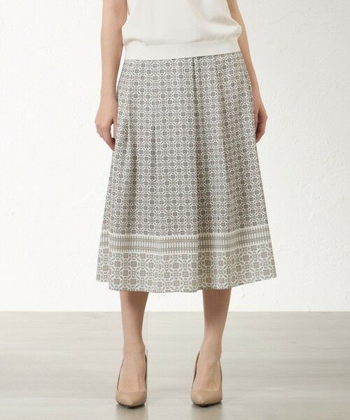 AMACA / アマカ ロング・マキシ丈スカート | ダイヤプリント スカート（ベージュ1）