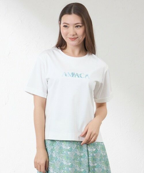 AMACA / アマカ カットソー | 花文字Tシャツ（オフホワイト1）