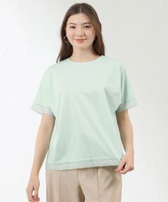 AMACA / アマカ カットソー | プレーティング天竺 レース切替Tシャツ