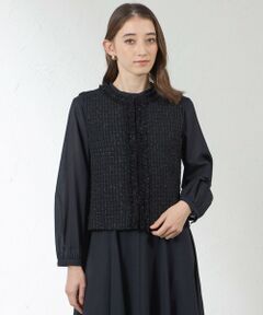 AMACA / アマカ ノーカラージャケット | 尾州ツイード フリンジジレ