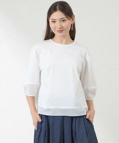 AMACA / アマカ カットソー | 布帛コンビ ランタンスリーブカットソー