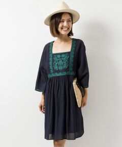 navasana ナバアサナ . リネン ブレンド 刺繍 ワンピース