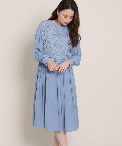 セール レース消しプリーツサテンワンピース ミニ丈 ひざ丈ワンピース Anatelier アナトリエ ファッション通販 タカシマヤファッションスクエア