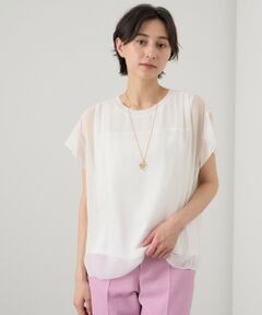 シフォンコンビフレンチスリーブ プルオーバー