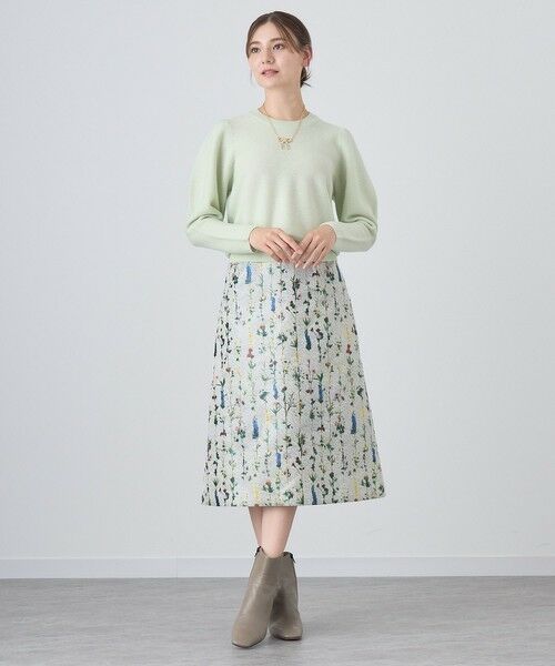 ANAYI / アナイ ミニ・ひざ丈スカート | ラインフラワージャガードセミタイト スカート | 詳細5
