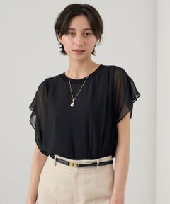 シフォンコンビフレンチスリーブ プルオーバー