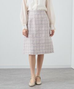 【セットアップ対応商品】ペールピンクツイードＡライン スカート