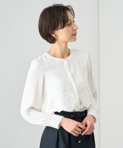 バックサテン刺繍シャツ ブラウス