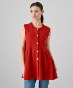 プトマヨ 編み上げトップス 赤 チェック PUTUMAYO 燕尾 matute クニー Kunny. 大人あか抜け ツヤ足し レイヤード風