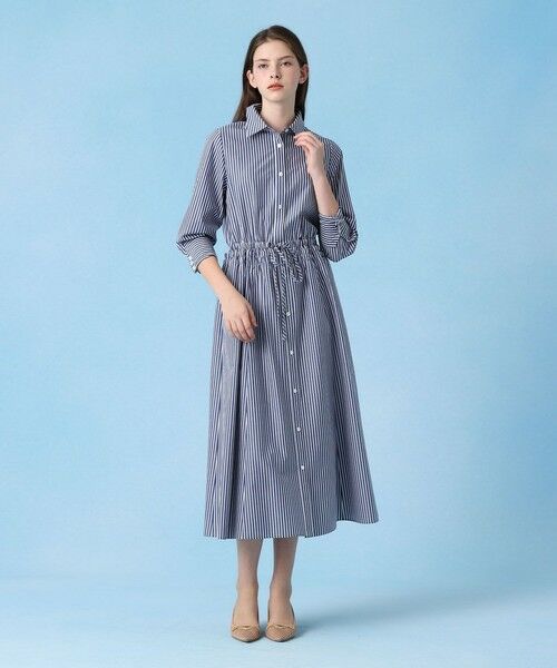 ANAYI アナイ　カラーストライプワンピース　バックルベルト　フレア　38 400】美品 アナイ カラーストライプフレア ワンピース｜Yahoo