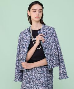 ANAYI / アナイ その他アウター | 【セットアップ対応商品】ブルーミックスツイードノーカラー ジャケット