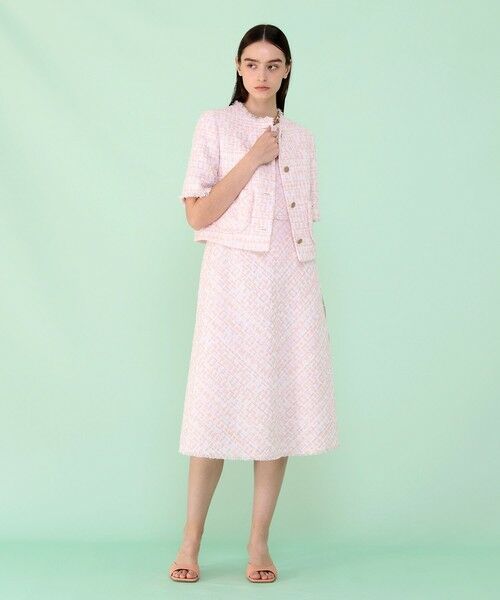 ANAYI / アナイ その他アウター | サーモンピンクツイード半袖 ジャケット | 詳細1