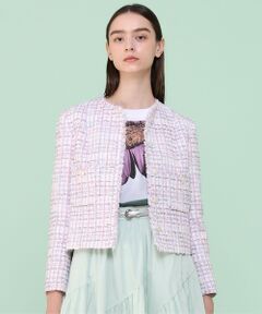 ANAYI / アナイ ノーカラージャケット | 【セットアップ対応商品】パステルツイードノーカラー ジャケット