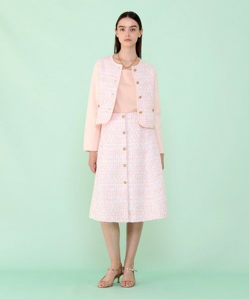 ANAYI / アナイ ミニ・ひざ丈スカート | サーモンピンクツイード前釦 スカート | 詳細1