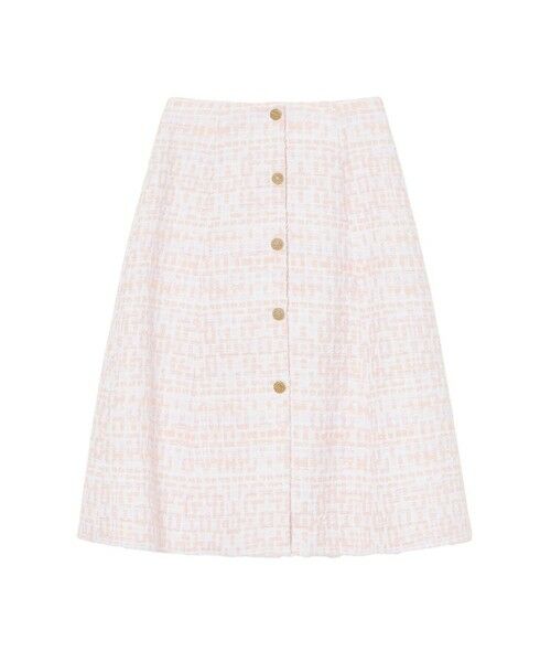 ANAYI / アナイ ミニ・ひざ丈スカート | サーモンピンクツイード前釦 スカート | 詳細4