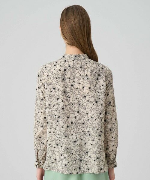 セール】 ドローイングフラワープリントタイブラウス （シャツ