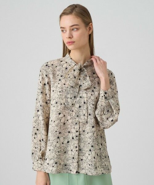 ANAYI / アナイ シャツ・ブラウス | ドローイングフラワープリントタイブラウス | 詳細4