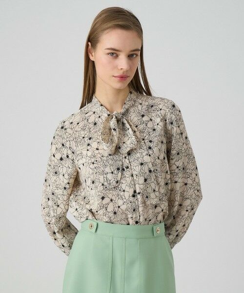 ANAYI / アナイ シャツ・ブラウス | ドローイングフラワープリントタイブラウス | 詳細5