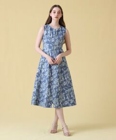 ANAYI / アナイ ミニ丈・ひざ丈ワンピース | デニムフラワージャガードフレア ワンピース