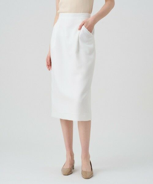 アナイ　麻スカート 新品　ホワイト リネン調バスケットタイトスカート | ANAYI/アナイ | 三越伊勢丹