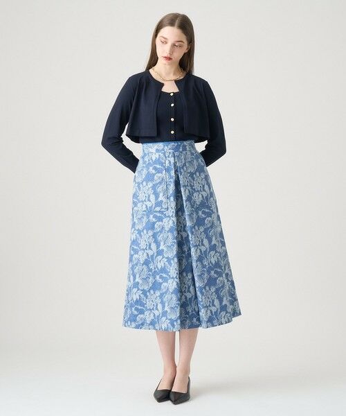 【ANAYI】【スカート】【秋服】【新品】 セール】 デニムフラワージャガードポケットスカート （ロング