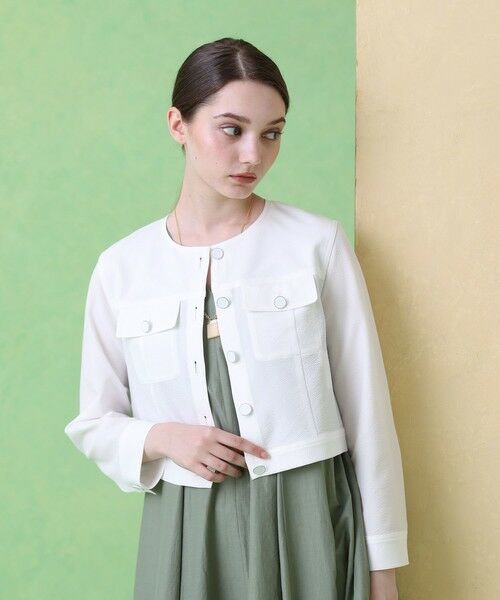 ANAYI/アナイ サッカーストレッチクロップドブルゾン white (01) 34 ANAYI/アナイ サッカーストレッチクロップドブルゾン white (01) 34