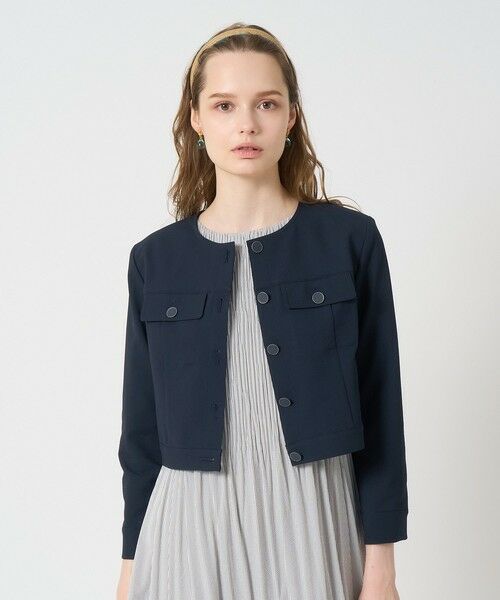 ANAYI/アナイ サッカーストレッチクロップドブルゾン navy (65) 38 ANAYI/アナイ サッカーストレッチクロップドブルゾン navy (65) 38