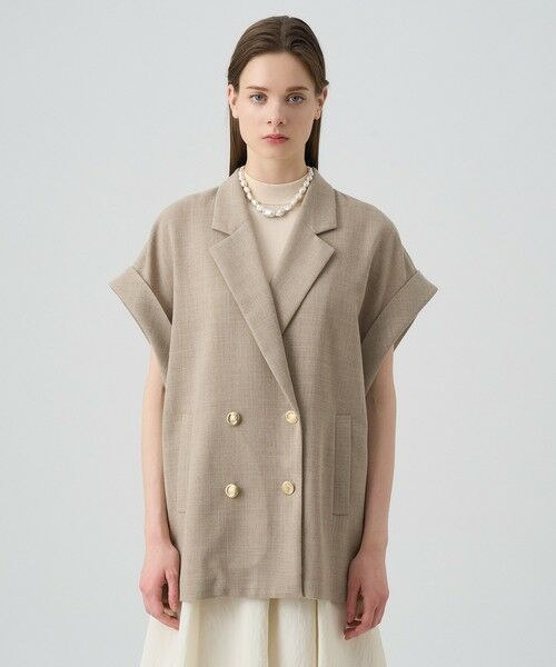 ANAYI / アナイ テーラードジャケット | 【セットアップ対応商品】カラミリネンライクフレンチスリーブ ジャケット | 詳細1
